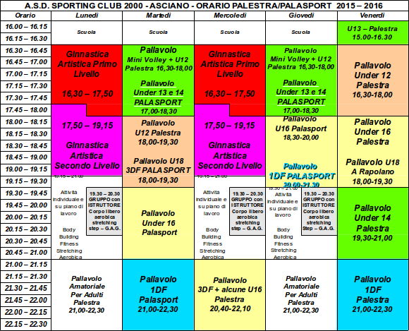 OrarioPalestraPalasport Settembre2015 ProvvisorioDefinitivoConGruppi