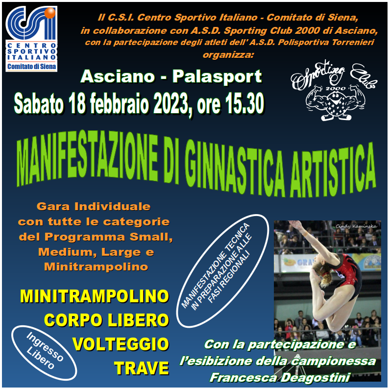 Volantino EventoFacebook ManifestazioneTecnicaGinnasticaArtistica Asciano 18feb2023