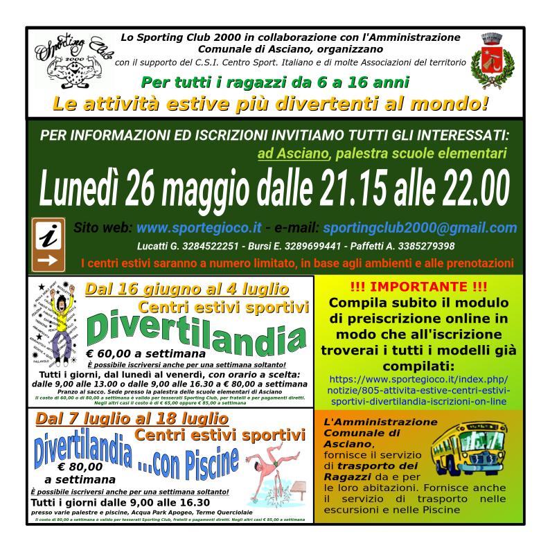AttivitaEstive2025 ImmaginePostEvento LocandinaIscrizioniPerFacebook ProssimeIscrizioni 714x264 lun26mag2025 Quadrata
