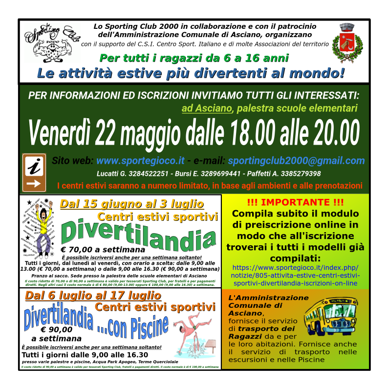 AttivitaEstive2026 ImmaginePostEvento LocandinaIscrizioniPerFacebook ProssimeIscrizioni 714x264 ven22mag2026 Quadrata